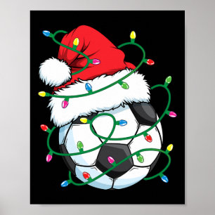 Santa Soccer Sports Ball Men Boys Christmas Xmas L Poster