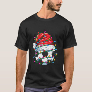 Santa Soccer Vibes Soccer Ball with Christmas Ligh T-Shirt