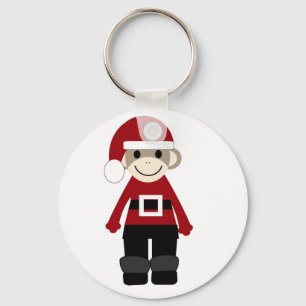 Santa Sock Monkey Key Ring