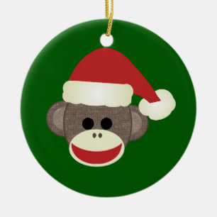 Santa Sock Monkey Ornament