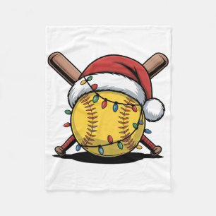 Santa Softll Ll Hat Christmas Lights Sports Player Fleece Blanket