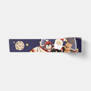Santa Spaceship Christmas Satin Ribbon