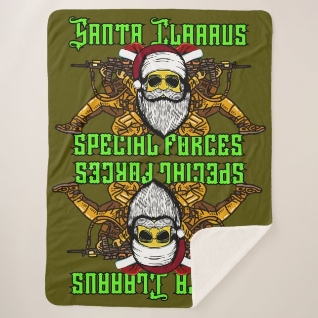 Santa, special forces, army sherpa blanket (Front)