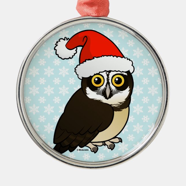 Santa Spectacled Owl Metal Tree Decoration (Front)