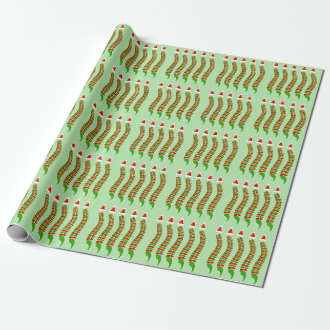 Santa Spine Christmas Wrapping Paper (Unrolled)