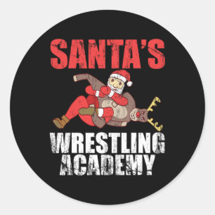Santa Sport Wrestling Ring Fight Choke Tap Design Classic Round Sticker