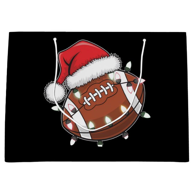 Santa Sports Christmas American Football Lover Large Gift Bag (Front)