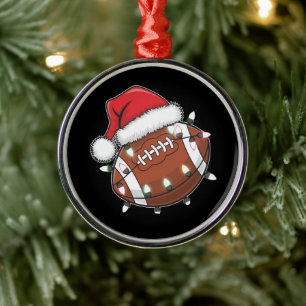 Santa Sports Christmas American Football Lover Metal Tree Decoration