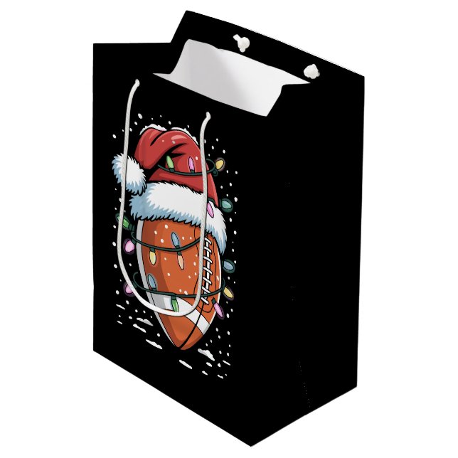 Santa Sports Christmas American Football Player  Medium Gift Bag (Front Angled)