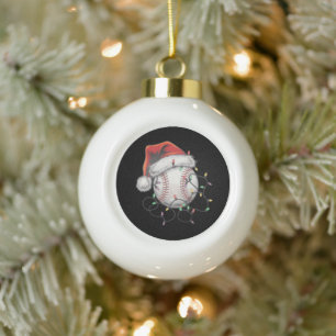 Santa Sports Christmas Baseball Player Ceramic Ball Christmas Ornament
