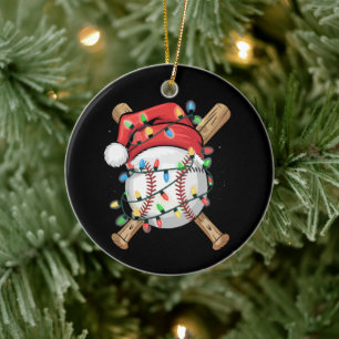Santa Sports Christmas Baseball Player  Ceramic Tree Decoration