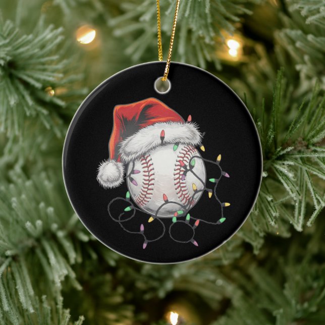Santa Sports Christmas Baseball Player Ceramic Tree Decoration (Tree)