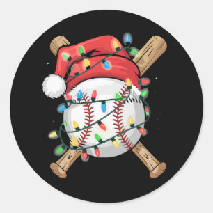 Santa Sports Christmas Baseball Player Classic Round Sticker