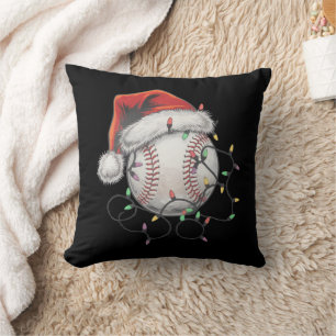 Santa Sports Christmas Baseball Player Cushion