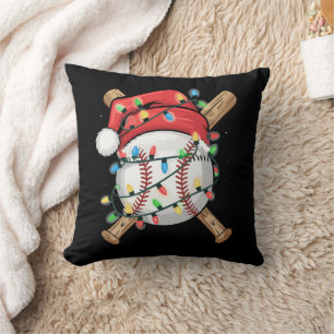 Santa Sports Christmas Baseball Player Cushion
