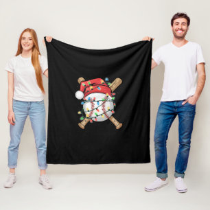 Santa Sports Christmas Baseball Player Fleece Blanket