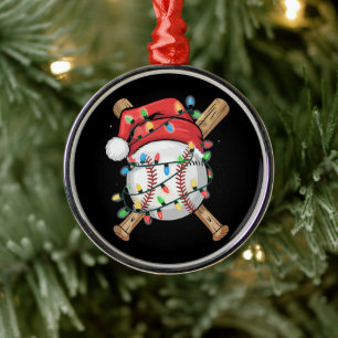 Santa Sports Christmas Baseball Player Metal Tree Decoration