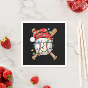 Santa Sports Christmas Baseball Player Napkin