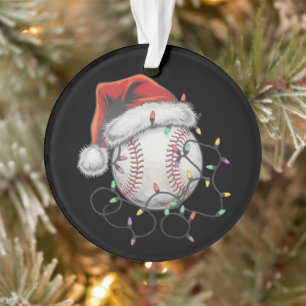 Santa Sports Christmas Baseball Player Ornament