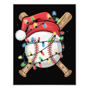 Santa Sports Christmas Baseball Player  Photo Print