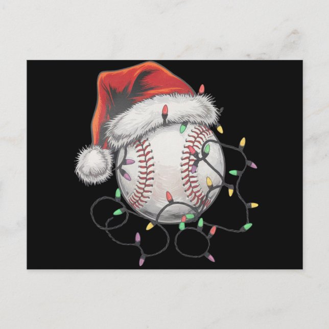 Santa Sports Christmas Baseball Player Postcard (Front)