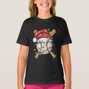 Santa Sports Christmas Baseball Player T-Shirt