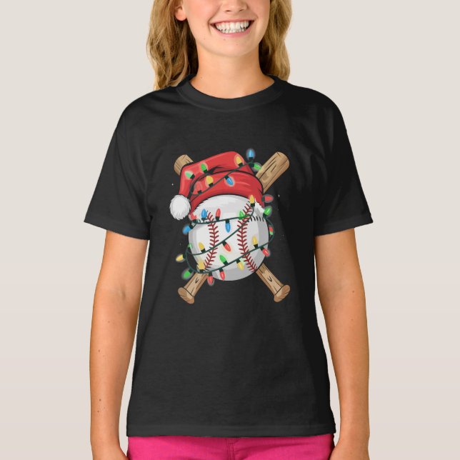 Santa Sports Christmas Baseball Player  T-Shirt (Front)