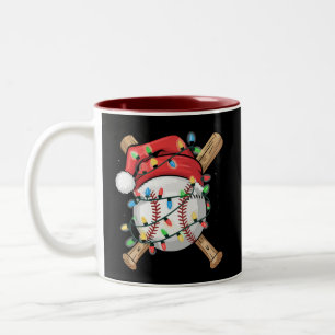 Santa Sports Christmas Baseball Player  Two-Tone Coffee Mug