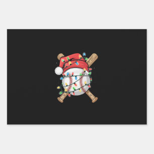 Santa Sports Christmas Baseball Player Wrapping Paper Sheet