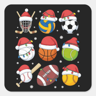 Santa Sports Christmas Sport Ball Player Lover Square Sticker