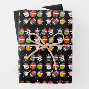 Santa Sports Christmas Sport Ball Player Lover Wrapping Paper Sheet