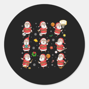 Santa Sports Design For Men Boy Funny Xmas Ball Sp Classic Round Sticker