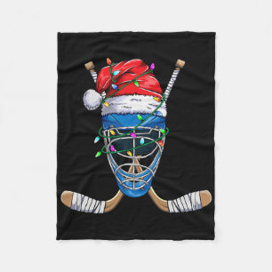 Santa Sports Design For Men Boys Christmas Hockey Fleece Blanket