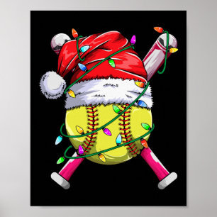 Santa Sports Design- Women Girls Christmas Softll Poster