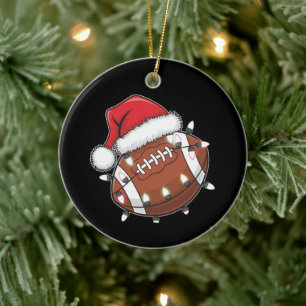 Santa Sports Men Boys Christmas Football Player Ceramic Tree Decoration