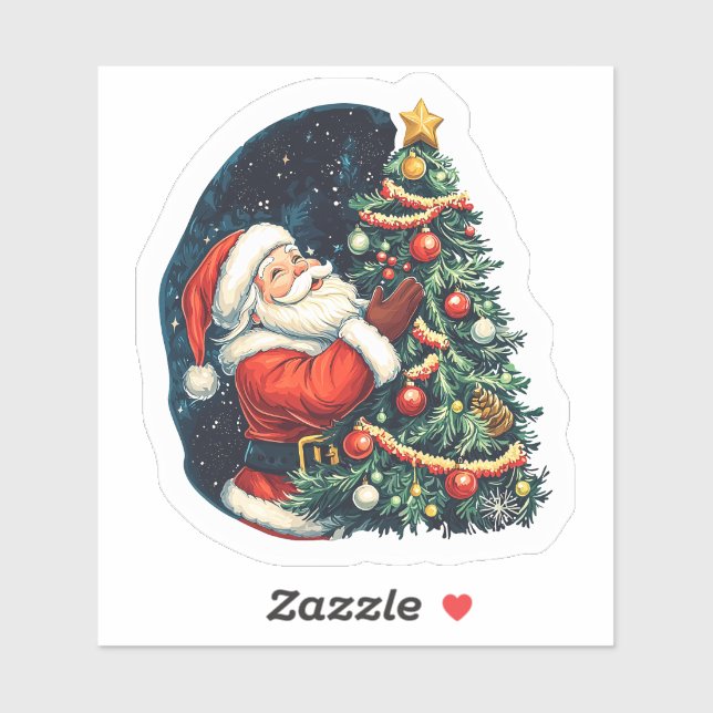 Santa Spreading Joy by the Christmas Tree (Sheet)