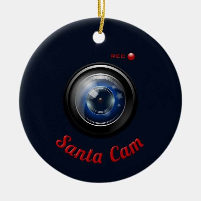 Santa Spy Camera Ceramic Tree Decoration (Front)