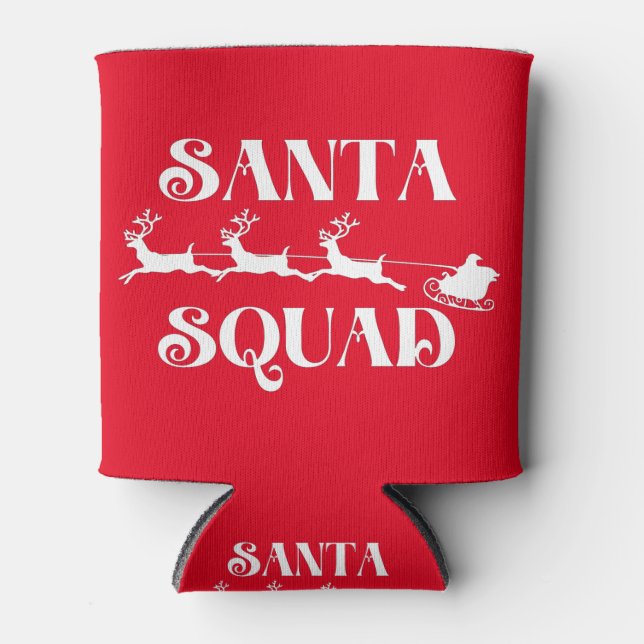 Santa Squad Christmas Can Cooler (Front)