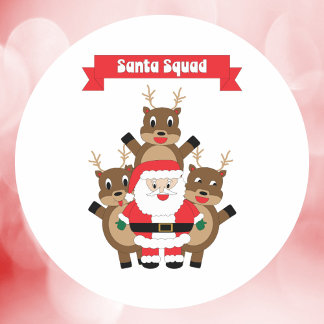 Santa Squad Christmas Reindeer Humour Classic Round Sticker