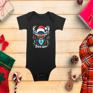 Santa Squad Cool Reindeer with Glasses Festive  Baby Bodysuit