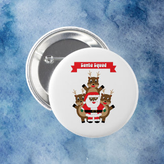 Santa Squad Funny Reindeer Black Santa Claus 6 Cm Round Badge