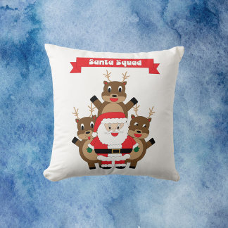Santa Squad Funny Reindeer Cushion