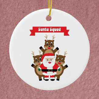Santa Squad Reindeer Funny Ceramic Tree Decoration