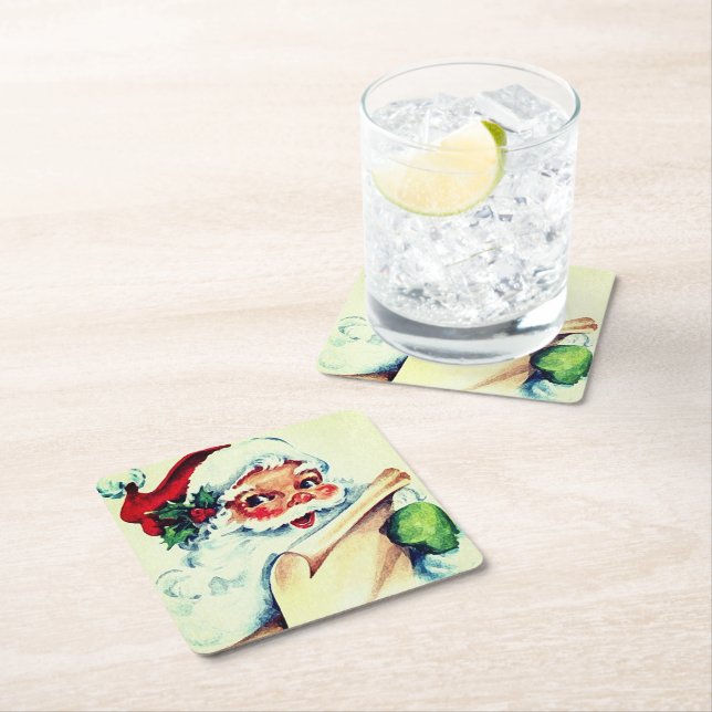 Santa Square Paper Coaster (Insitu)