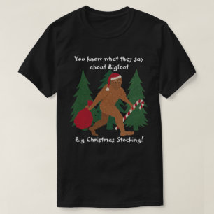 Santa Squatch Christmas Joke Big Stocking Funny T-Shirt