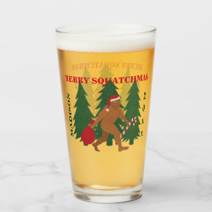Santa Squatch Funny Christmas Personalised Geek Glass