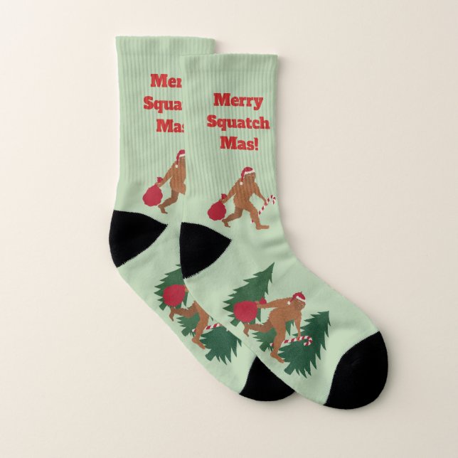 Santa Squatch Holiday Bigfoot LRG Ugly Christmas Socks (Pair)