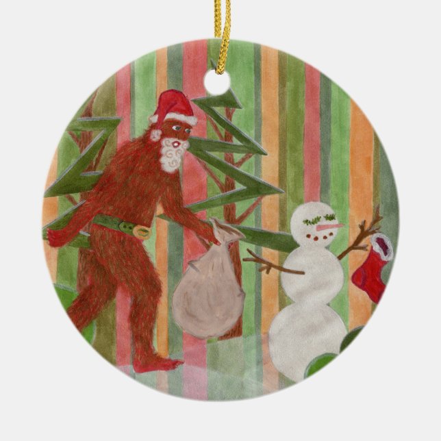 Santa-Squatch: I Believe Ceramic Tree Decoration (Front)