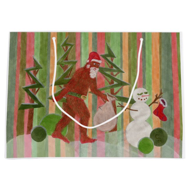 Santa Squatch Large Gift Bag (Front)