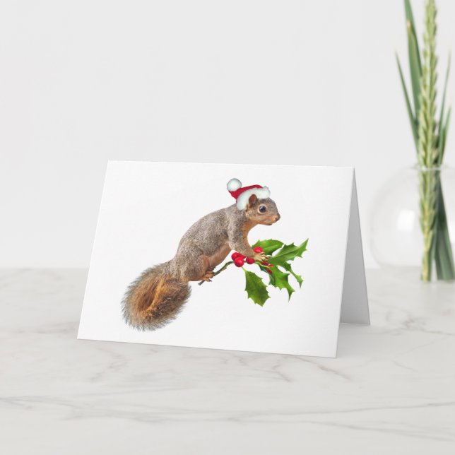 Santa Squirrel Christmas Card (Front)
